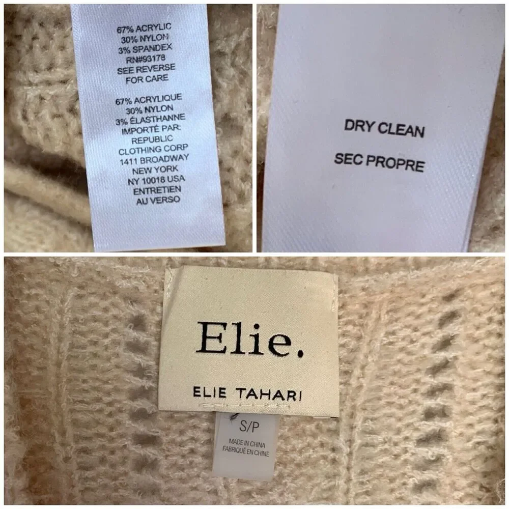 ELIE ELIE TAHARI Women Cable Knit Cardigan S/P Beige